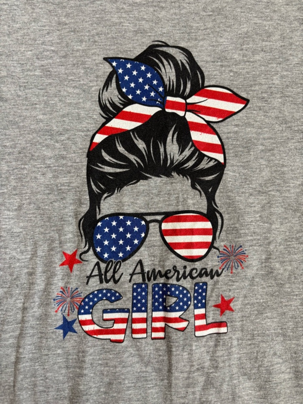 All American Girl Festive Youth Gray Graphic Tee - Picture 4 of 4